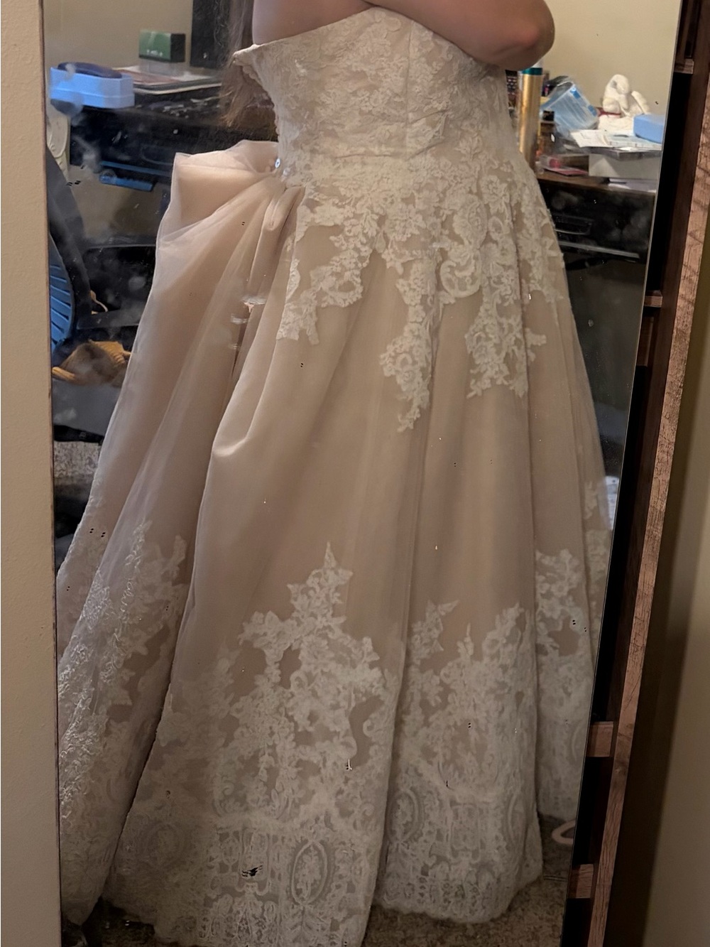 Mori Lee Ivory Lace Tulle Dress - Strapless Formal Gown